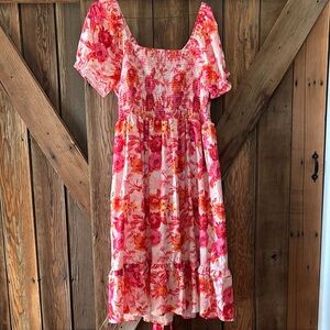 Floral Pink and Orange Dress